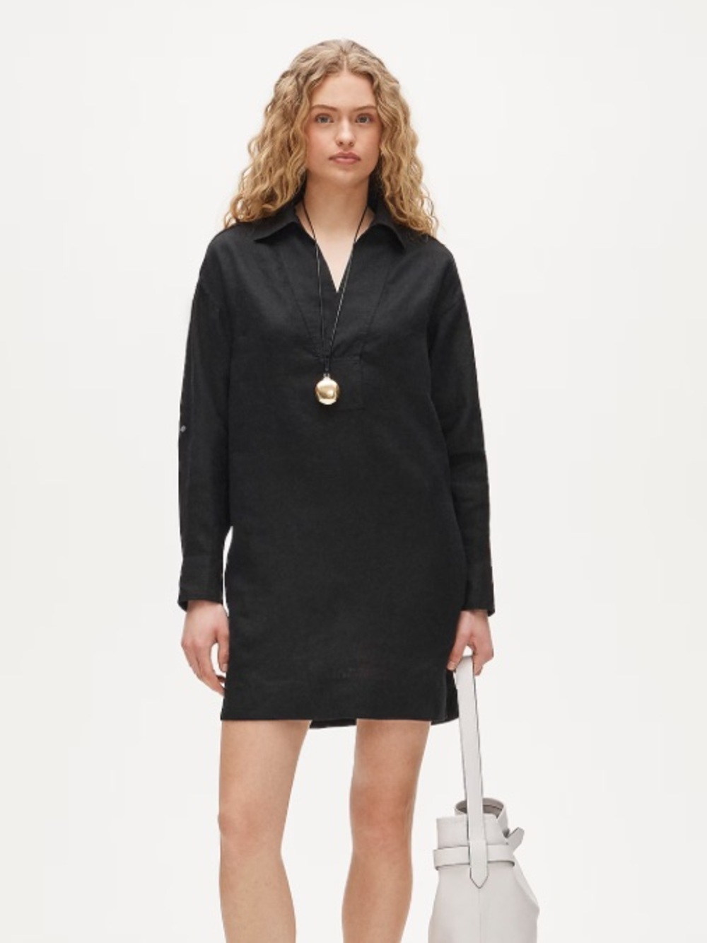 J crew V-neck popover dress in linen